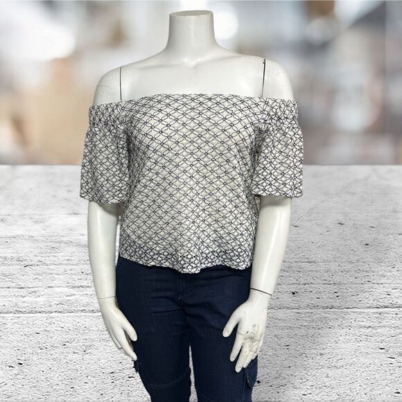 Walter Baker Off The Shoulder Off White Floral Print Top Size Large - Picture 1 of 6